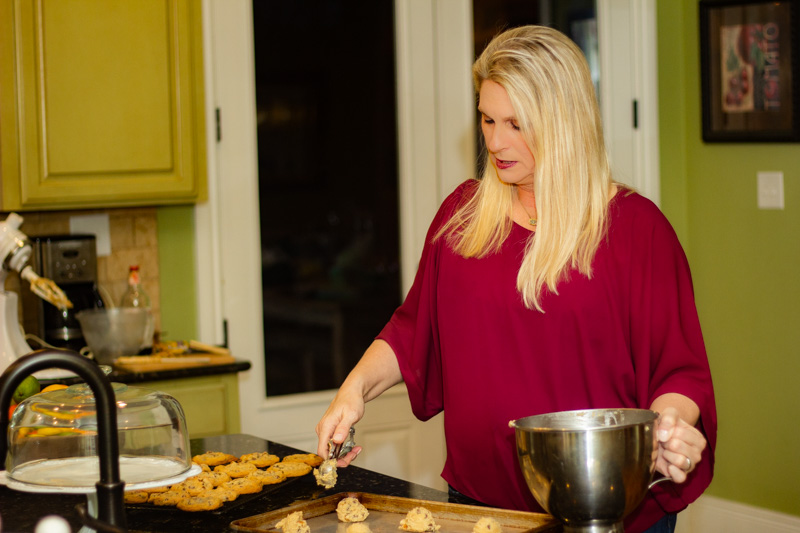 Photo of author Cindy Foust making cookies in her kitchen